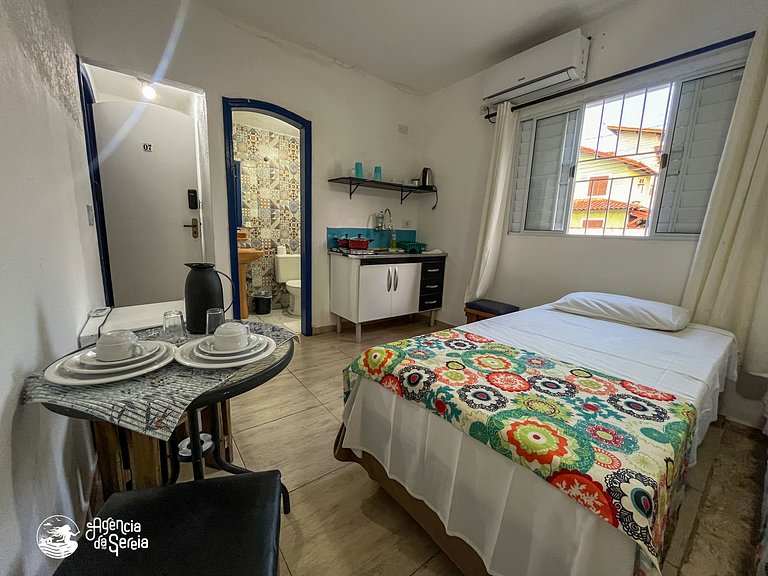 Studio 4 pessoas com piscina, a 300m praia Perequê