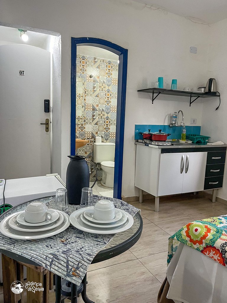 Studio 4 pessoas com piscina, a 300m praia Perequê