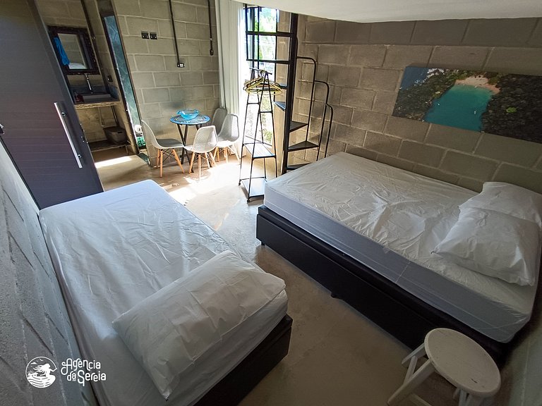 Loft 5 pessoas, perto da praia Curral e cachoeira