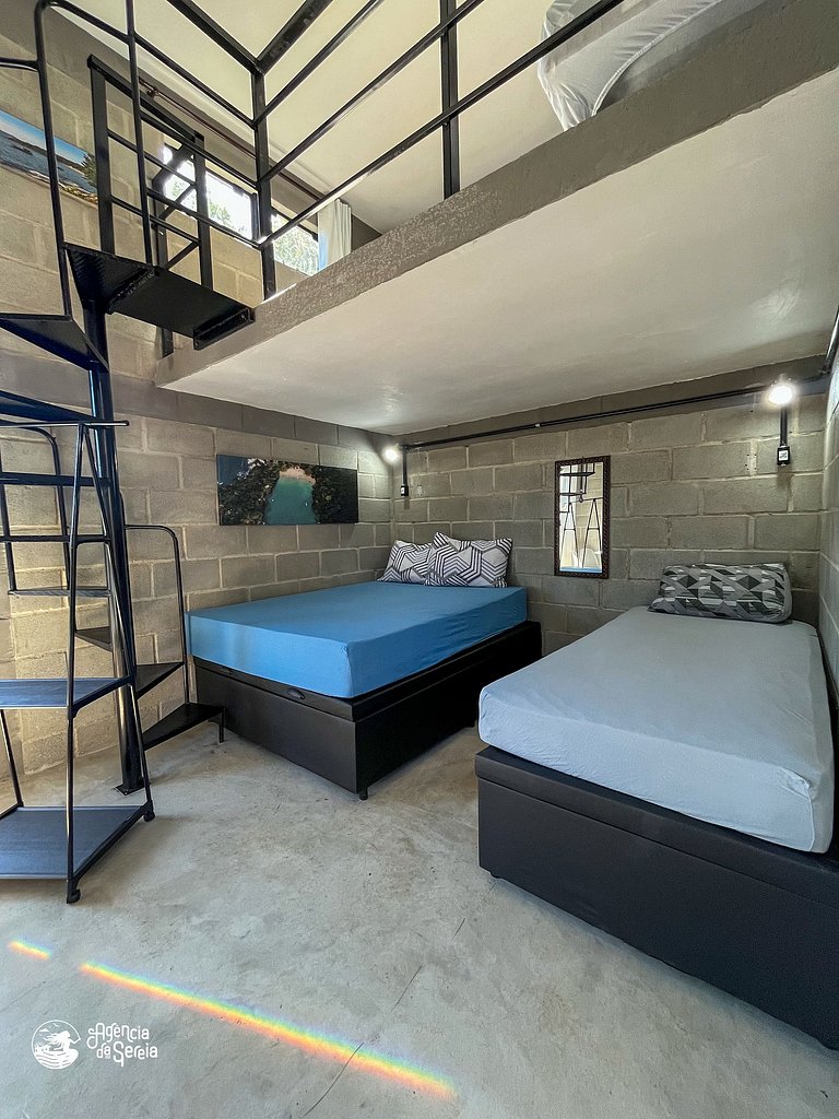 Loft 5 pessoas, perto da praia Curral e cachoeira