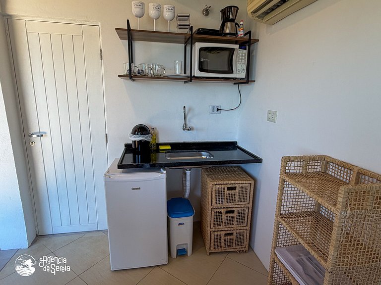 Suíte para 3 pessoas com vista e pertinho da praia