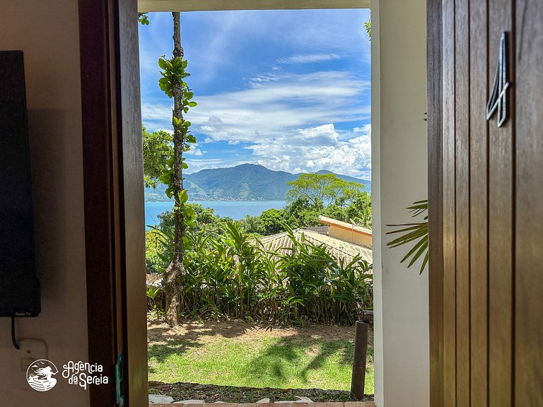 Suíte vista-mar a 400m da praia Siriuba, Ilhabela