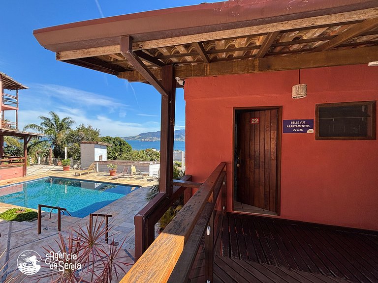 Apartamento com vista para 4 pessoas, 500m praia